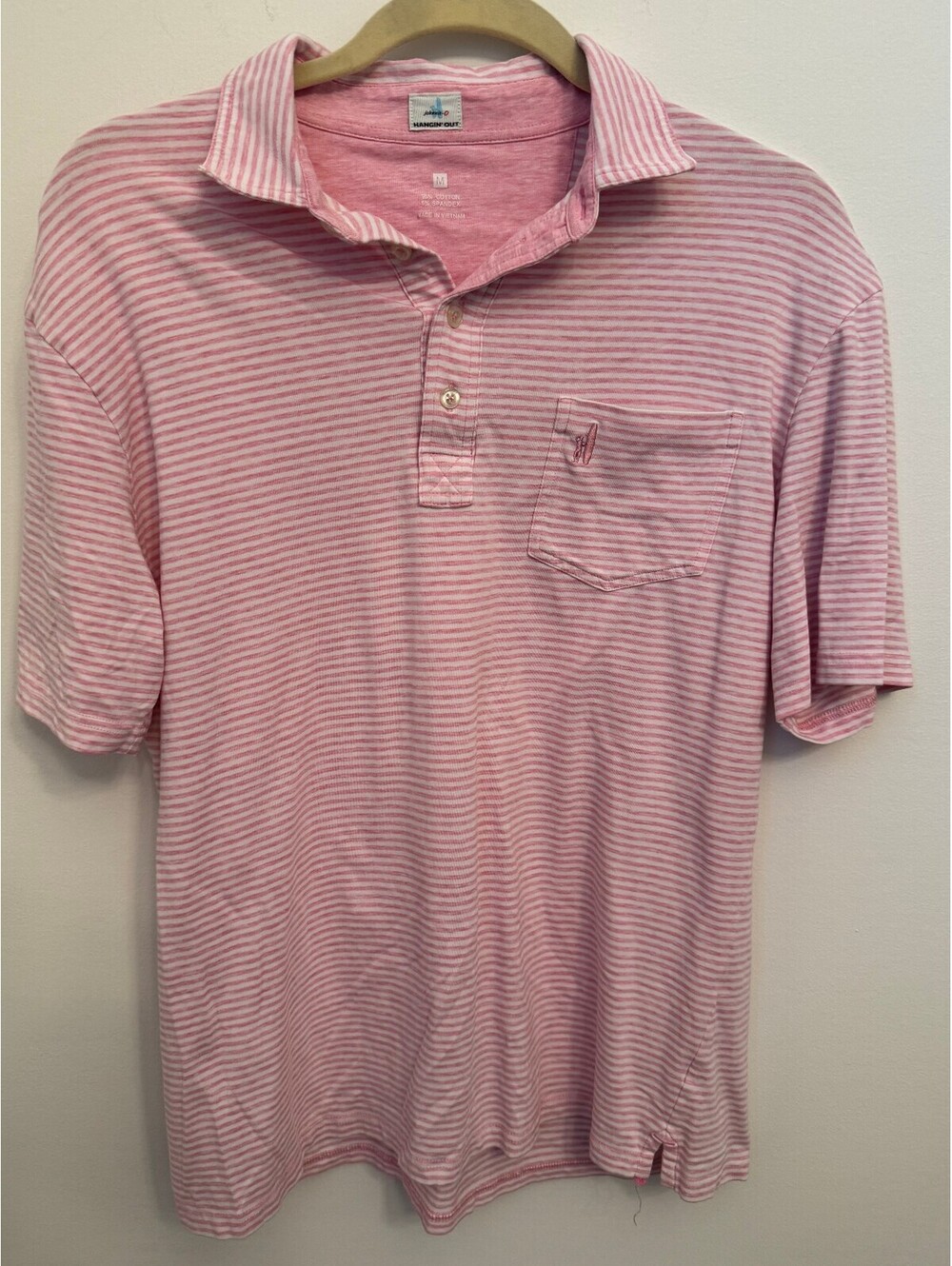 johnnie-O pink striped polo shirt